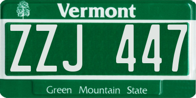 VT license plate ZZJ447