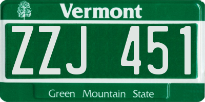 VT license plate ZZJ451