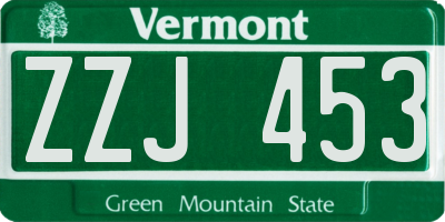 VT license plate ZZJ453