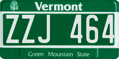 VT license plate ZZJ464
