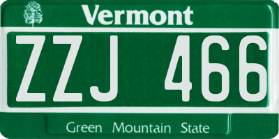 VT license plate ZZJ466