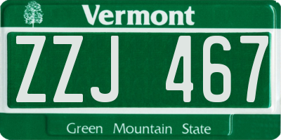 VT license plate ZZJ467