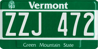 VT license plate ZZJ472