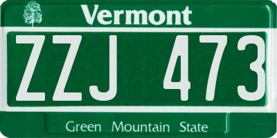 VT license plate ZZJ473