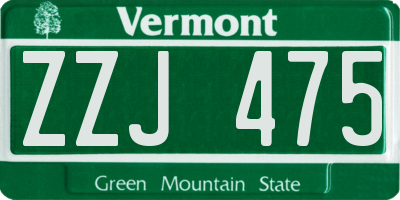 VT license plate ZZJ475