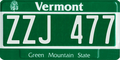 VT license plate ZZJ477