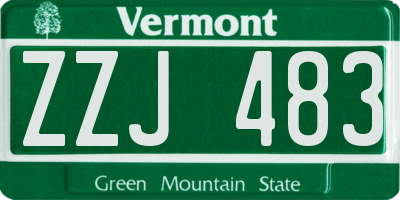VT license plate ZZJ483