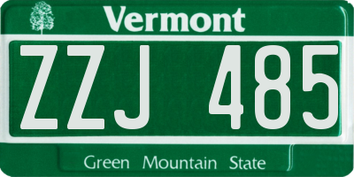 VT license plate ZZJ485