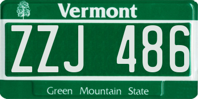 VT license plate ZZJ486