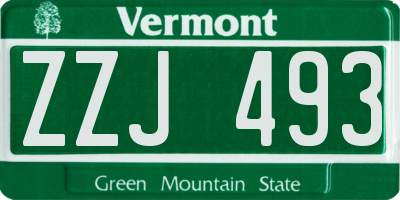 VT license plate ZZJ493