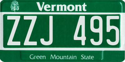 VT license plate ZZJ495