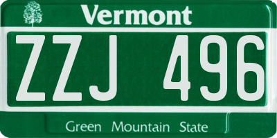 VT license plate ZZJ496