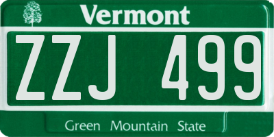 VT license plate ZZJ499