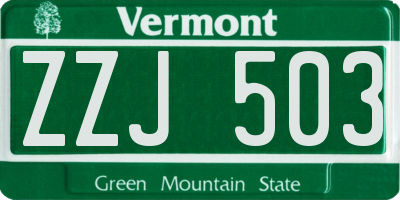 VT license plate ZZJ503