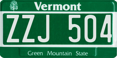 VT license plate ZZJ504