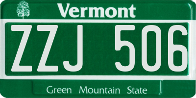 VT license plate ZZJ506