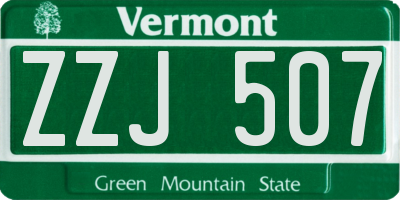 VT license plate ZZJ507