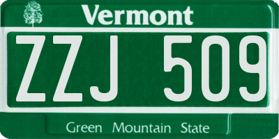 VT license plate ZZJ509