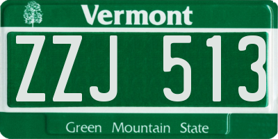 VT license plate ZZJ513