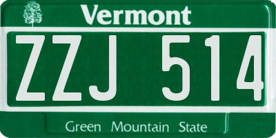 VT license plate ZZJ514
