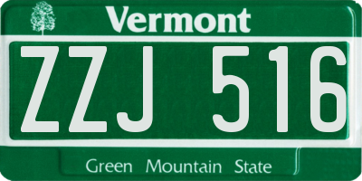 VT license plate ZZJ516