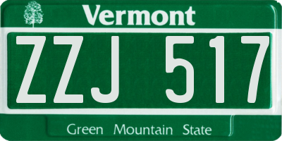 VT license plate ZZJ517