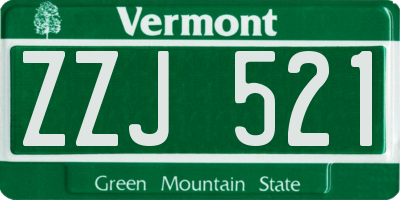 VT license plate ZZJ521