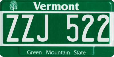 VT license plate ZZJ522