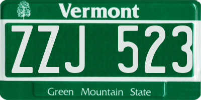 VT license plate ZZJ523
