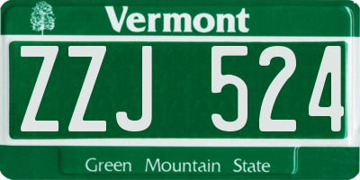 VT license plate ZZJ524