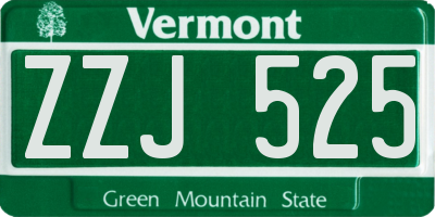 VT license plate ZZJ525