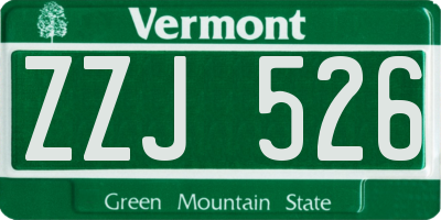VT license plate ZZJ526