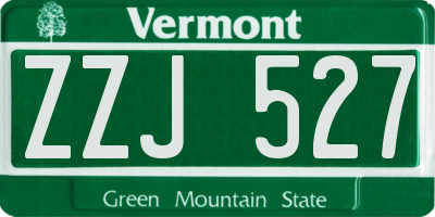 VT license plate ZZJ527