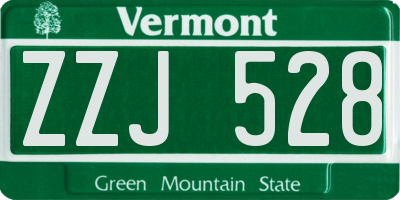 VT license plate ZZJ528