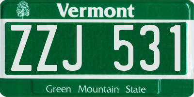 VT license plate ZZJ531