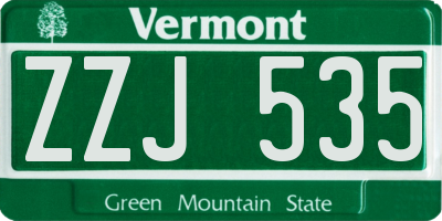 VT license plate ZZJ535