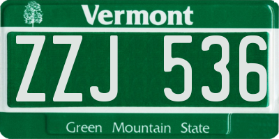 VT license plate ZZJ536