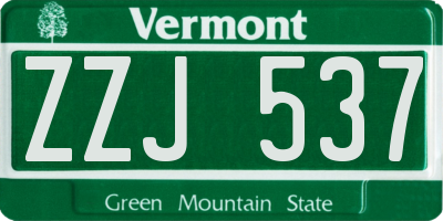 VT license plate ZZJ537