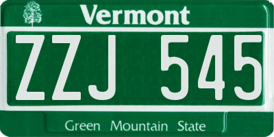 VT license plate ZZJ545