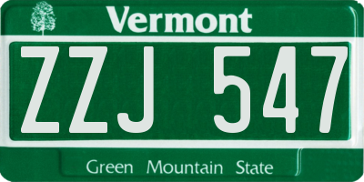 VT license plate ZZJ547