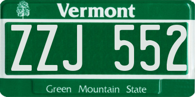 VT license plate ZZJ552