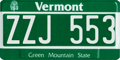 VT license plate ZZJ553