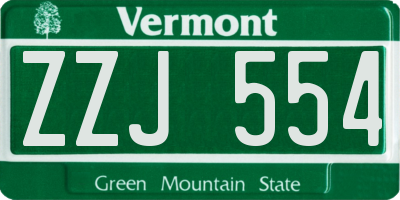 VT license plate ZZJ554