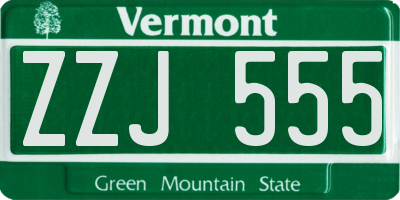 VT license plate ZZJ555