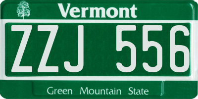 VT license plate ZZJ556