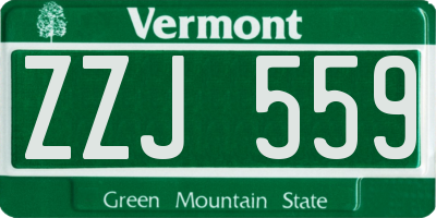 VT license plate ZZJ559