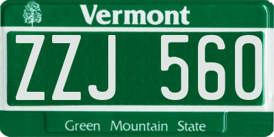 VT license plate ZZJ560