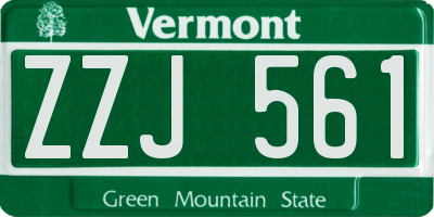 VT license plate ZZJ561