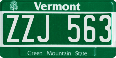 VT license plate ZZJ563