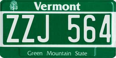 VT license plate ZZJ564